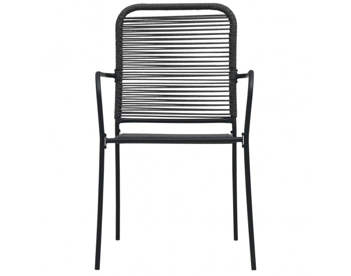 Sonata Градински трапезен комплект 7 части памучно въже стомана черен Sonata Градински трапезен комплект 7 части памучно въже стомана черен