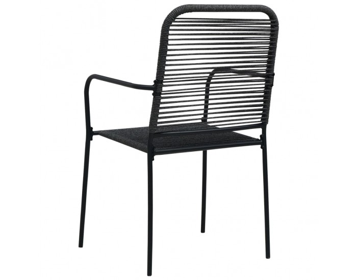 Sonata Градински трапезен комплект 7 части памучно въже стомана черен Sonata Градински трапезен комплект 7 части памучно въже стомана черен