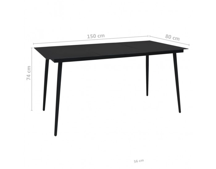 Sonata Градински трапезен комплект 7 части памучно въже стомана черен Sonata Градински трапезен комплект 7 части памучно въже стомана черен