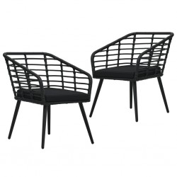Sonata Градински столове с възглавници, 2 бр, полиратан, черни - Градина