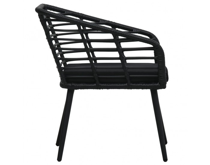Sonata Градински столове с възглавници, 2 бр, полиратан, черни