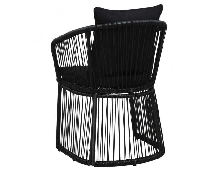 Sonata Градински столове с възглавници, 2 бр, PVC ратан, черни