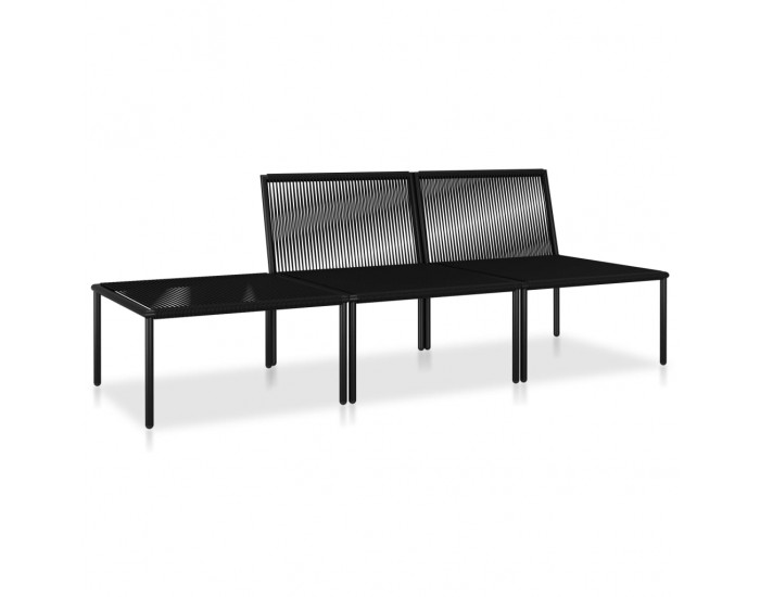 Sonata Градински комплект с възглавници, 3 части, черен, PVC