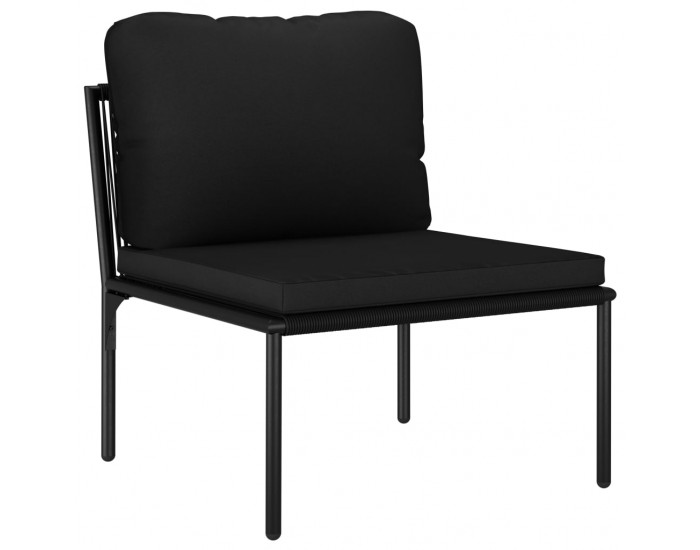 Sonata Градински комплект с възглавници, 3 части, черен, PVC