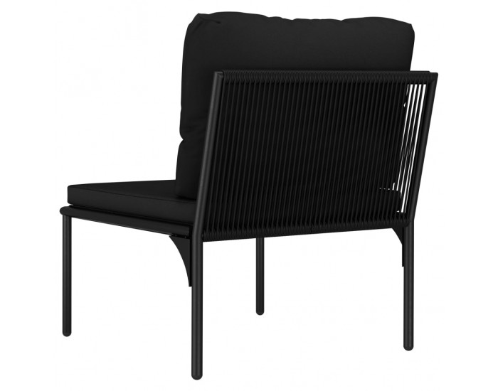 Sonata Градински комплект с възглавници, 3 части, черен, PVC