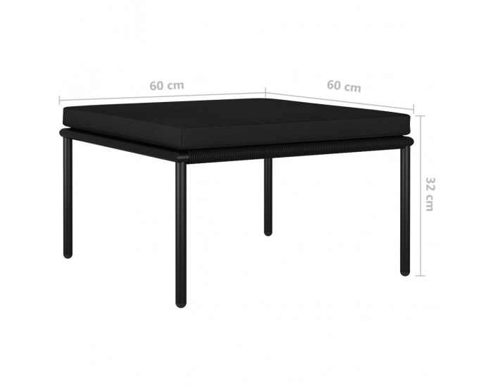 Sonata Градински комплект с възглавници, 3 части, черен, PVC