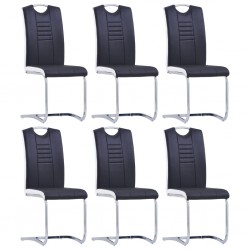 Sonata Конзолни трапезни столове, 6 бр, черни, изкуствена кожа - Столове