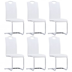 Sonata Конзолни трапезни столове, 6 бр, бели, изкуствена кожа - Трапезни столове