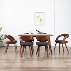 Sonata Трапезни столове, 6 бр, тъмносиви, извито дърво и текстил - Трапезни столове
