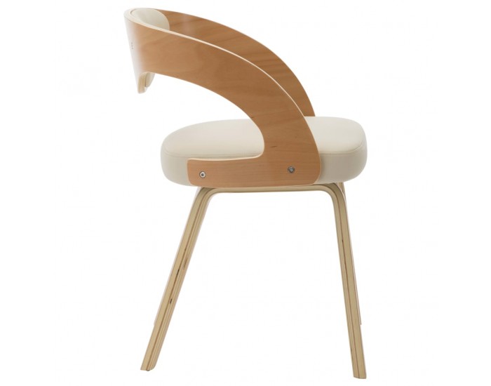 Sonata Трапезни столове, 6 бр, кремави, извито дърво и изкуствена кожа