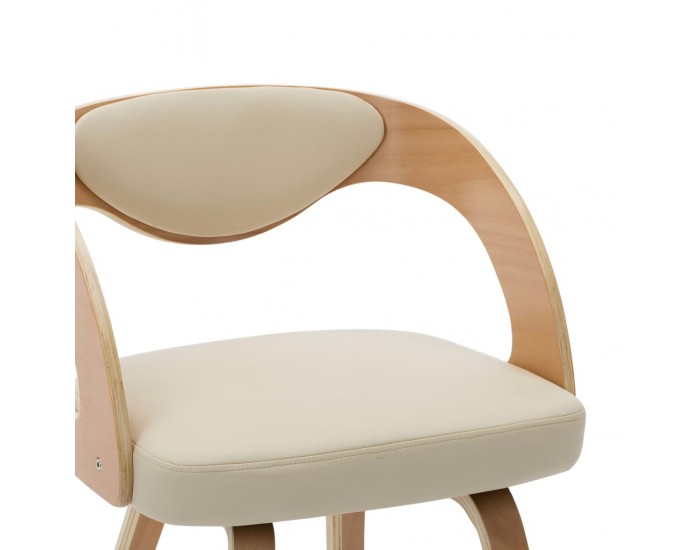 Sonata Трапезни столове, 6 бр, кремави, извито дърво и изкуствена кожа