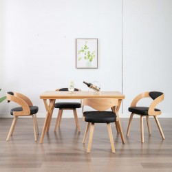 Sonata Трапезни столове, 4 бр, черни, извито дърво и изкуствена кожа - Трапезни столове
