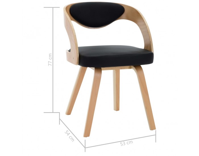 Sonata Трапезни столове, 6 бр, черни, извито дърво и изкуствена кожа