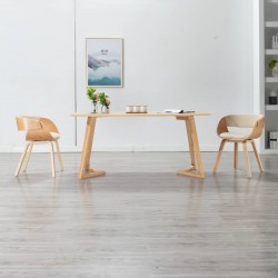 Sonata Трапезни столове, 2 бр, кремави, извито дърво и изкуствена кожа - Трапезни столове