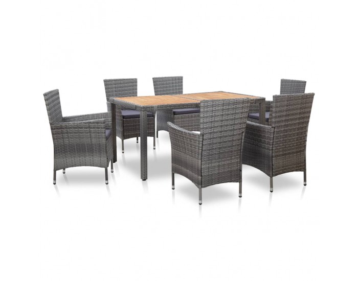 Sonata Градински комплект с възглавници, 7 части, полиратан, сив