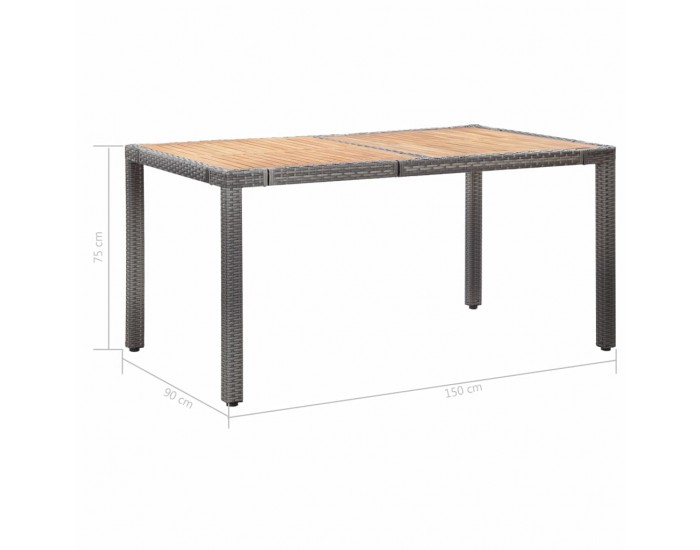 Sonata Градински комплект с възглавници, 7 части, полиратан, сив