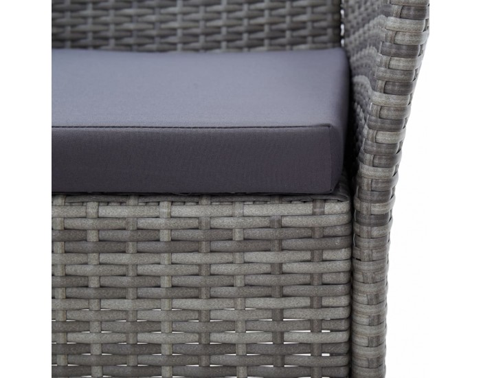 Sonata Градински комплект с възглавници, 7 части, полиратан, сив