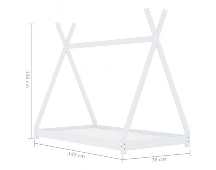 Sonata Рамка за детско легло, бяла, бор масив, 70x140 см