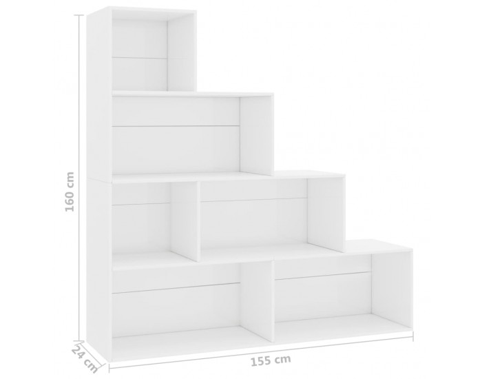 Sonata Библиотека/разделител за стая, бял гланц, 155x24x160 см, ПДЧ