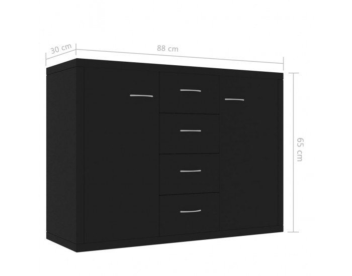 Sonata Бюфет, черен, 88x30x65 см, ПДЧ