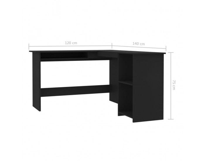 Sonata Г-образно ъглово бюро, черно, 120x140x75 см, ПДЧ Sonata Г-образно ъглово бюро, черно, 120x140x75 см, ПДЧ