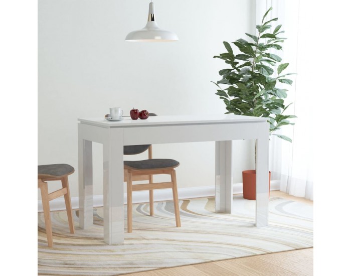 Sonata H Трапезна маса, бял гланц, 120x60x76 см, инженерно дърво