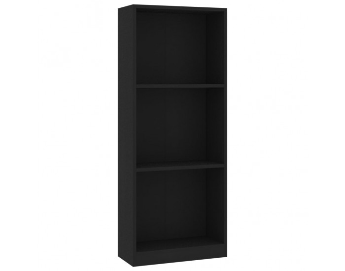 Sonata 3-етажна библиотека, черна, 40x24x108 см, ПДЧ