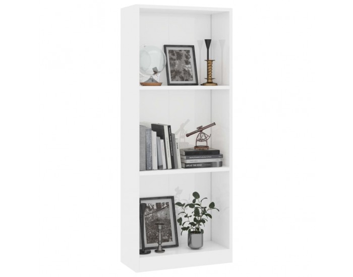 Sonata 3-етажна библиотека, бял гланц, 40x24x108 см, ПДЧ Sonata 3-етажна библиотека, бял гланц, 40x24x108 см, ПДЧ