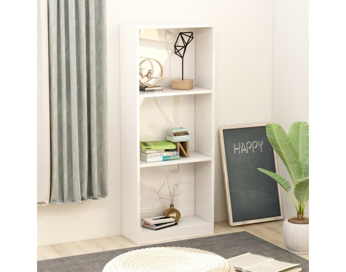 Sonata 3-етажна библиотека, бял гланц, 40x24x108 см, ПДЧ Sonata 3-етажна библиотека, бял гланц, 40x24x108 см, ПДЧ