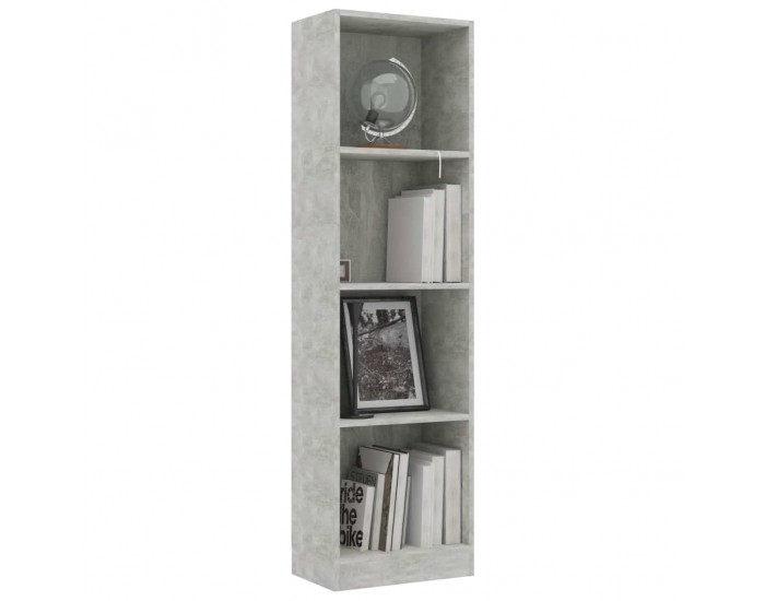Sonata 4-етажна библиотека, бетонно сиво, 40x24x142 см, ПДЧ
