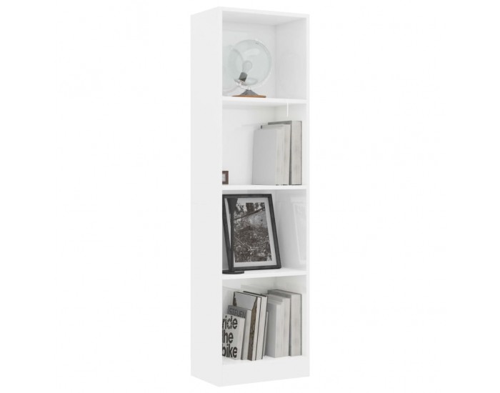 Sonata 4-етажна библиотека, бял гланц, 40x24x142 см, ПДЧ