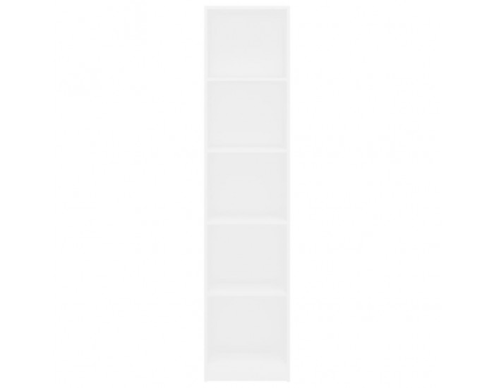 Sonata 5-етажна библиотека, бяла, 40x24x175 см, ПДЧ