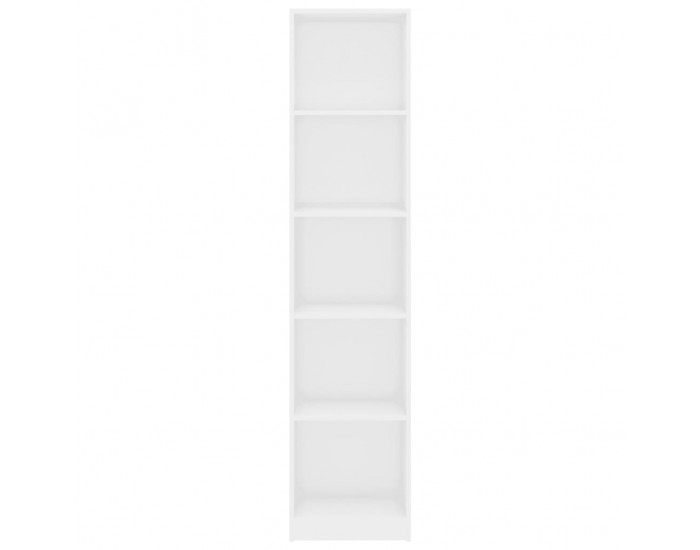 Sonata 5-етажна библиотека, бял силен гланц, 40x24x175 см, ПДЧ