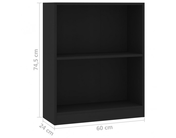 Sonata Етажерка за книги, черна, 60x24x74,5 см, ПДЧ
