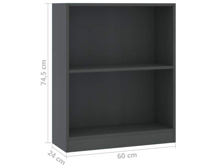 Sonata Етажерка за книги, сива, 60x24x74,5 см, ПДЧ