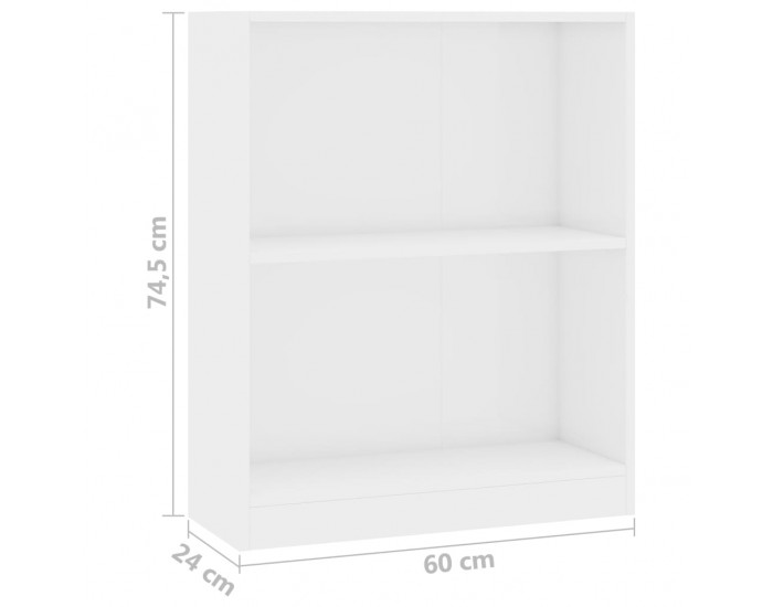 Sonata Етажерка за книги, бял гланц, 60x24x74,5 см, ПДЧ