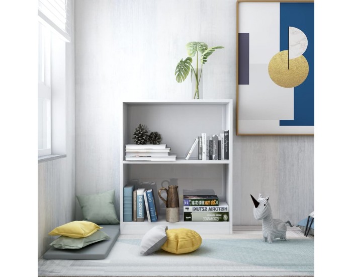 Sonata Етажерка за книги, бял гланц, 60x24x74,5 см, ПДЧ