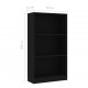 Sonata 3-етажна библиотека, черна, 60x24x108 см, ПДЧ