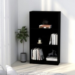 Sonata 3-етажна библиотека, черна, 60x24x108 см, ПДЧ - Етажерки