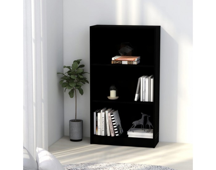 Sonata 3-етажна библиотека, черна, 60x24x108 см, ПДЧ