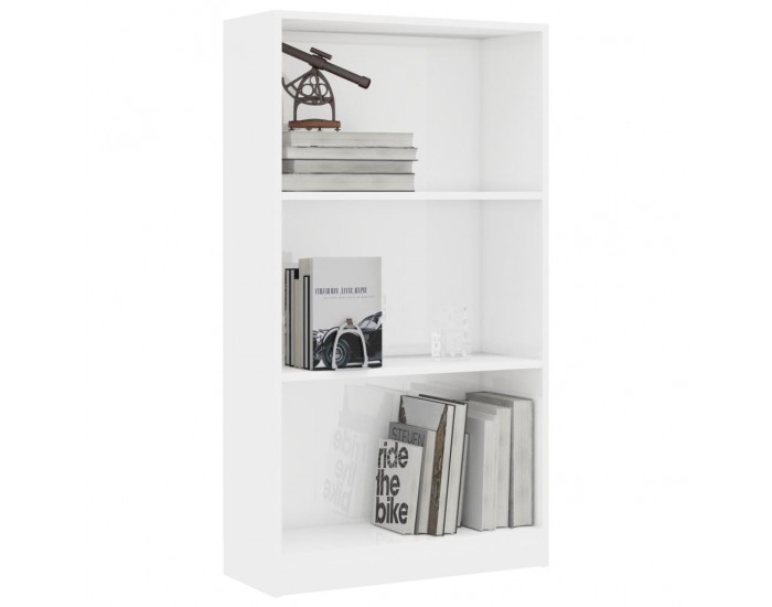 Sonata 3-етажна библиотека, бял гланц, 60x24x108 см, ПДЧ