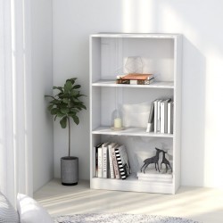 Sonata 3-етажна библиотека, бял гланц, 60x24x108 см, ПДЧ - Етажерки