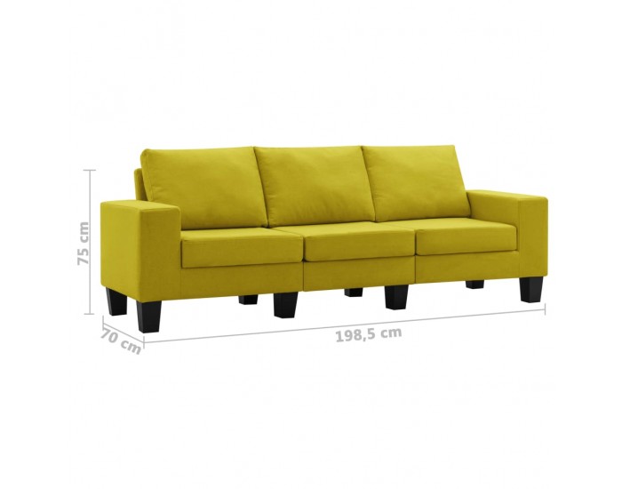 Sonata 3-местен диван, жълт, текстил