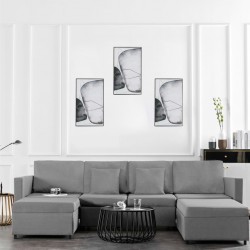Sonata 4-местен разтегателен диван, текстил, светлосив - Мека мебел