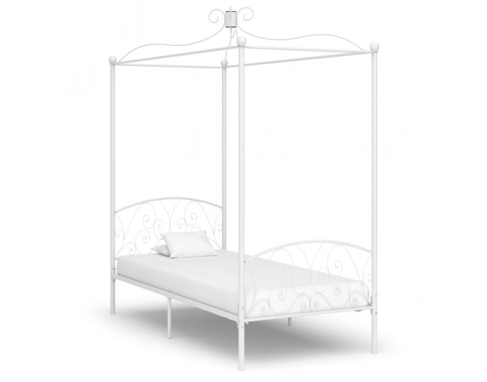 Sonata Рамка за легло с балдахин, бяла, метал, 100x200 cм