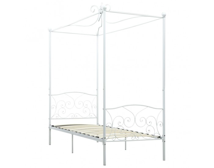 Sonata Рамка за легло с балдахин, бяла, метал, 100x200 cм