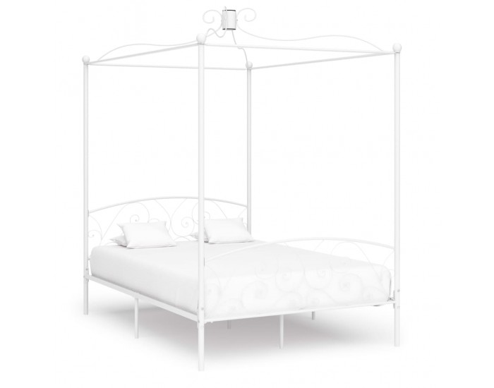 Sonata Рамка за легло с балдахин, бяла, метал, 120x200 см