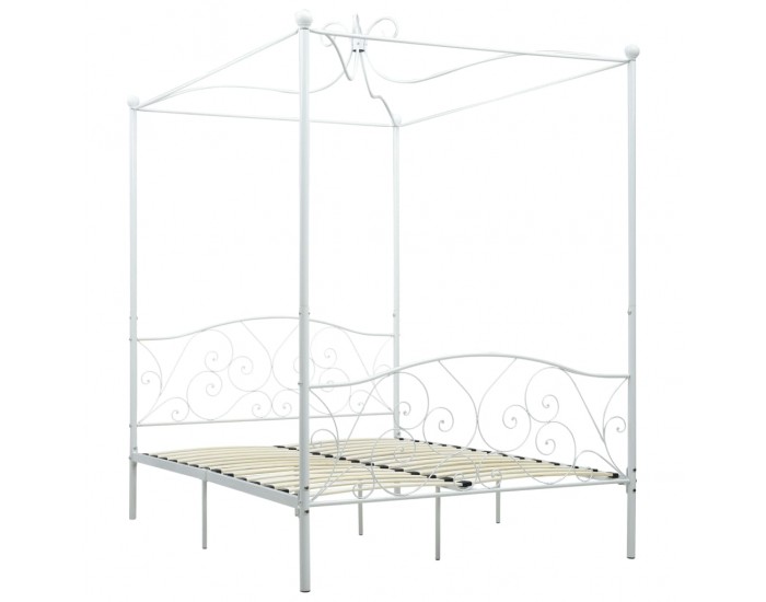 Sonata Рамка за легло с балдахин, бяла, метал, 120x200 см