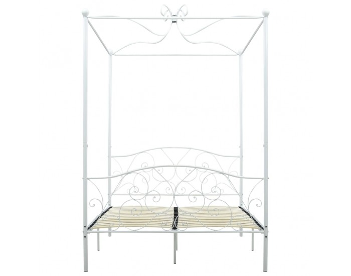 Sonata Рамка за легло с балдахин, бяла, метал, 120x200 см