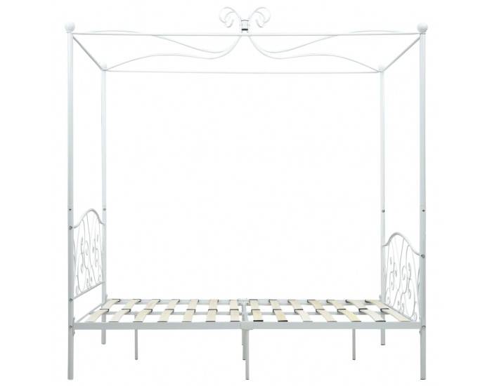 Sonata Рамка за легло с балдахин, бяла, метал, 120x200 см